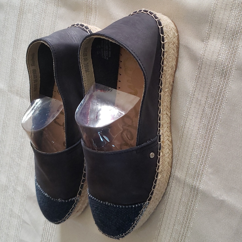 Sam Edelman New Wedges Leather Platform Espadrille 41/10 NAVY Handmade Spain - Picture 8 of 13